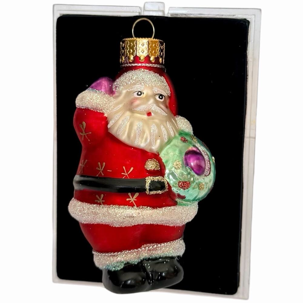 Vintage Radko Style Santa Wreath Handcrafted Glass Ornament Hand Painted BNIB